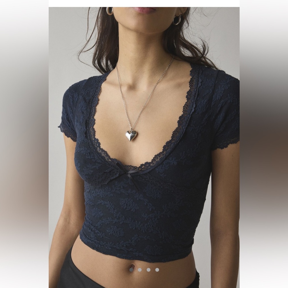 Urban Outfitters Navy Lace Crop Top
